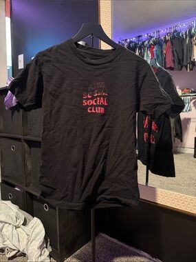 Anti Social Social Club Black Tee with Red Center Logo